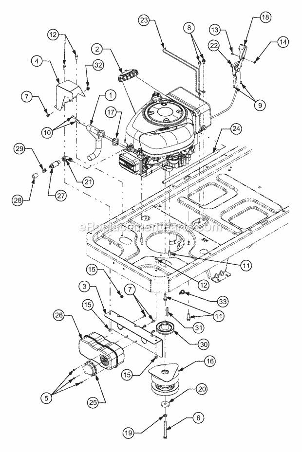 Engine Connections Diagram and Parts List for RZT17 17AA5A4G710, 17AA5A4G712 Cub Cadet Lawn Mower